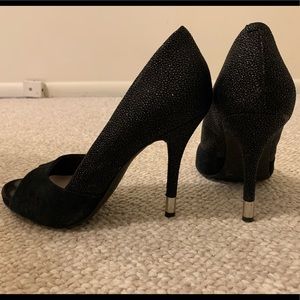 BCBG Izzie Black Peep Toe Pumps